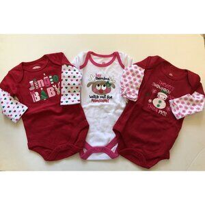 Three  0-3 Months New Christmas Holiday Infant Long sleeve Creepers New W/o tags